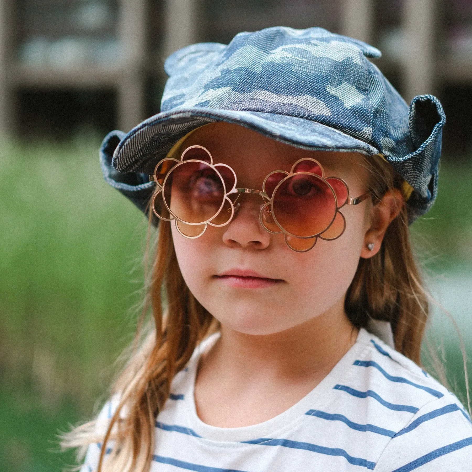 Kids Cub hat with neck flap: Denim Camo